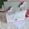 Hochzeitskarte quadatisch in hellgrau/weiß/pink mit Schmetterlingen Bild 3