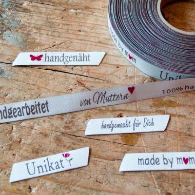 Unikat Webband „handgemacht" weiß