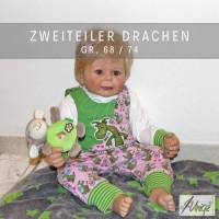 Baby-Set - 2-teilig - Strampler- T-Shirt - Drachen - rosa - grün - Prinzessin - Gr. 68/74 Bild 1