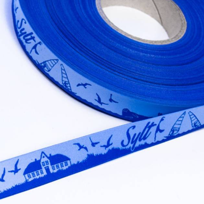 Sylt Skyline Webband blau/hellblau
