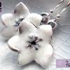 romantische Blütenohrringe CLEMATIS weiße Ohrhänger emaille Silberohrhaken Bild 4