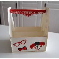 Geschenkschachtel "Kiste" in creme-rot-schwarz Bild 1
