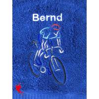 Radfahrer Handtuch bestickt mit Motiv + Name Bild 1