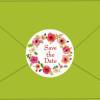 Hochzeitsaufkleber | Blumenkranz nach Aquarellart - Save the Date - rot Bild 2