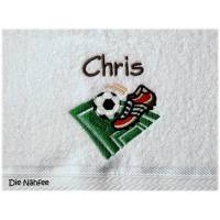 Fußball Handtuch bestickt mit Motiv + Name Bild 1