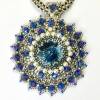 Perlen-Kette mit Kristallen in silber und blau -  handgefädelt Bild 2