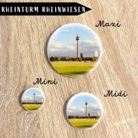 Rheinturm mit Rheinwiesen Button Bild 1