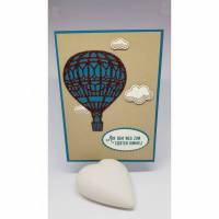 Hochzeitskarte "Heißluftballon" in Petrol, Taupe und Braun mit Glitter Bild 1