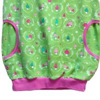 Ballonkleid Mädchenkleid kurzarm Größe 86/92 - Glückswiese grün pink Bild 2