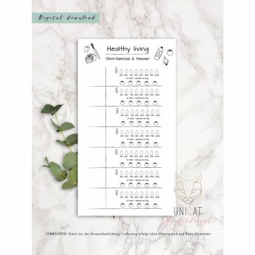 Einlage "Gesund leben" für Filofax Personal download printable