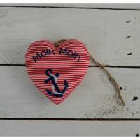 Maritimes Herz, rot-weiß gestreift, Moin-Moin Bild 1
