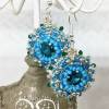 Ohrringe hellblau silber türkis - aus Glasperlen und Kristallen gearbeitet Bild 3