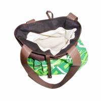 Tasche - Baumwolle grün-weiß-braun gemustert, Tragetasche, Schultertasche, Handtasche, Shopper Bild 3