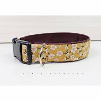 Hundehalsband, Blumen, gelb, braun, Kirschblüten, Japan, Hund, Halsband, Kunstleder, Welpe, Hunde, Haustier, trendy, stylisch, abstrakt Bild 1