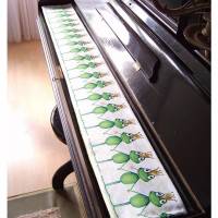 Tastenläufer für Klavier Keyboard Froschprinzchen grün weiß gelb Längenwahl x Breite 15,5 cm Tastaturabdeckung Klavierabdeckung Tastatur Klaviatur Bild 1