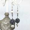 Ohrringe - Rocailles-Perlen - Kugel grau schwarz - Peyote handgefädelt Bild 3