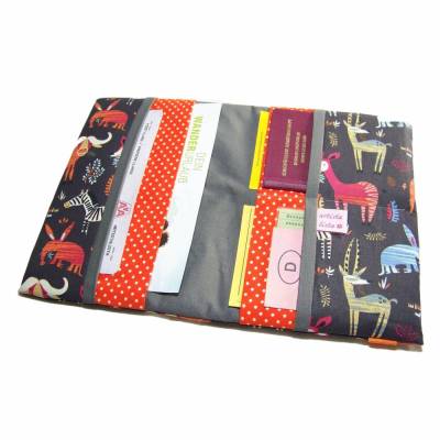 Reiseorganizer Safari schoko orange Reiseetui Etui für Dokumente Reiseunterlagen