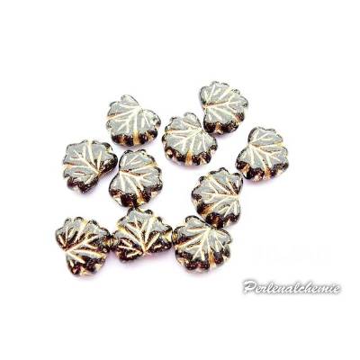 10 Efeublätter  11 x 13  mm - Farbauswahl #3 silver-/ goldwash
