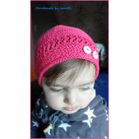 Babymütze, Sommer-Mütze aus Baumwolle, Farbe: Himbeer. Bild 1