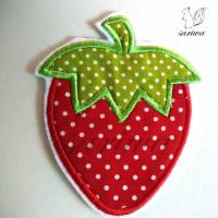 Erdbeere - Aufnäher in verschiedenen Größen (S-XL) - Bügelbild -- Applikation zum Aufbügeln