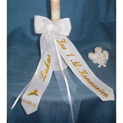 bestickte Schleife zur Kommunion, Konfirmation oder Taufe