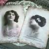 Postkarten, Grußkarten 3-er Set mit Vintage Damen Motiven im Shabby / Vintage Stil. Bild 3