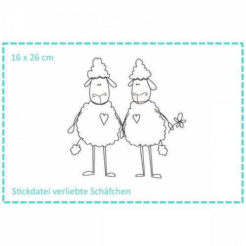Verliebte Schäfchen Stickdatei 16x26