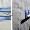 Kissenbezug, Shabby, Vintage Stil, upcycling Leinenkissen aus Vintage Leinen mit blauen Streifen. Bild 4