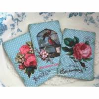 3 schöne Postkarten, Grußkarten, Deko-Karten als Set mit romantischen Vintage Rosen. Bild 1
