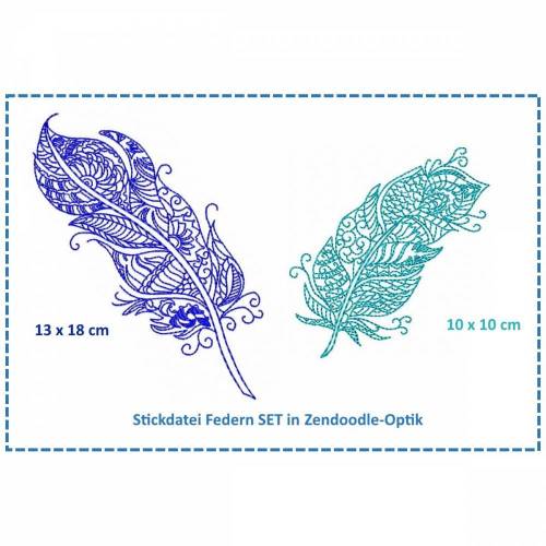 Feder Zendoodle Stickdatei SET