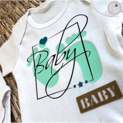 Bügelbild Set Baby – Mehrfarbig mit SnapPap Label, perfekt zur Geburt