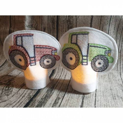 Teelichtcover Traktor Stickdatei ITH 10x10