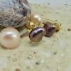 Doppel-Ohrstecker elegante Kombination große runde Perle und Keshi-Perle Bild 3