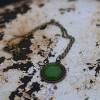 Cabochon Set Bronze grün Ring, Anhänger mit Kette und 10mm Ohrringe Bild 4