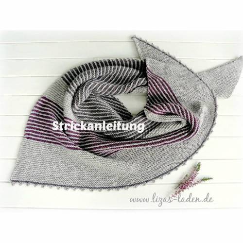Strickanleitung Graues Dreieckstuch mit Streifen