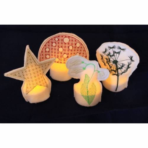 Teelichtcover Set "Jahreszeiten" Stickdatei ITH 10x10