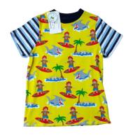reduziert - T-Shirt Kindershirt Größe 110/116 - Surfer gelb blau Bild 1