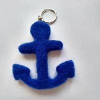Schlüsselanhänger, blauer Anker, gefilzt, Taschenbaumler, Glücksbringer, Anhänger, maritim Bild 1