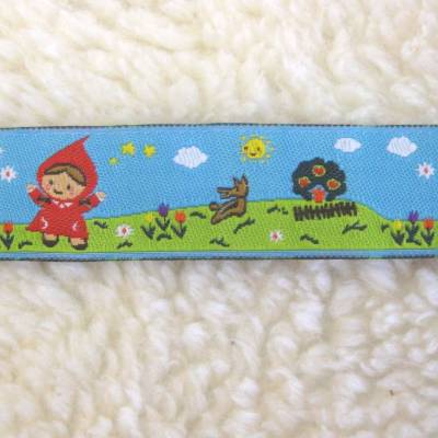 1m  Borte Rotkäppchen mit Wolf  20mm Oeko-Tex (1m/2,-€)
