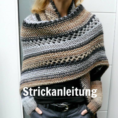 Strickanleitung Ponchotuch mit passenden Armstulpen