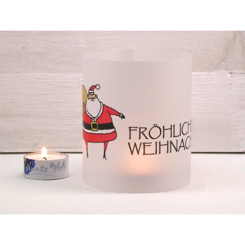 Windlicht Fröhliche Weihnachten mit Weihnachtsmann