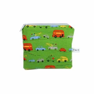 Geldbörse Täschchen Mäppchen grün grau handmade Auto Etui Fahrzeug kariert Karo