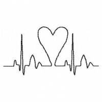 Stickdatei 2x6cm "Herzklopfen" EKG mit Herz Bild 1
