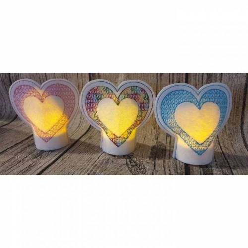 Teelichtcover Jubiläumsherz Stickdatei ITH 10x10