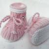 Babyset für Neugeborene, handgestrickt aus Wolle (Merino), rosa Bild 5