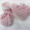 Babyset für Neugeborene, handgestrickt aus Wolle (Merino), rosa Bild 6