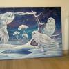 GEHEIMNISVOLLE SCHNEEEULEN III - Kunst Eulen Winter Acryl Original  Eulenbild Winterbild Leinwand Bild 80cm x 60cm Bild 4