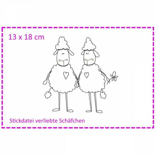 Verliebte Schäfchen Stickdatei 13x18