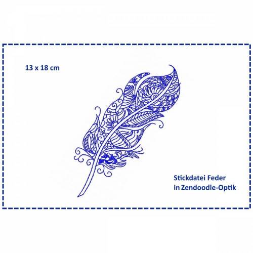Feder Zendoodle Stickdatei 13x18