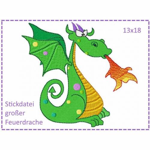 Großer Feuerdrache 13x18 Stickdatei